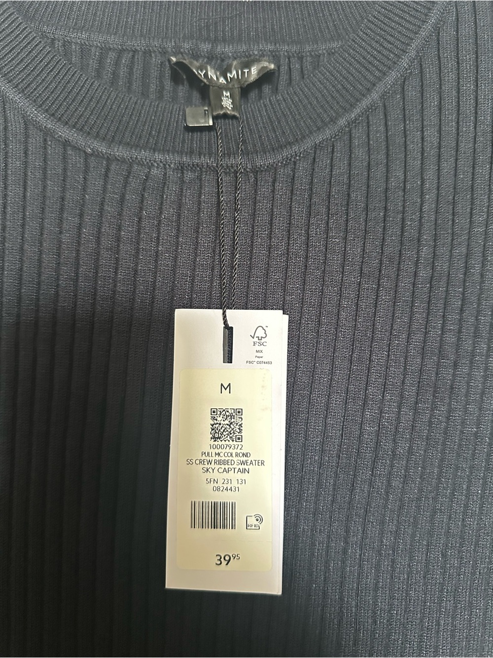 Sleeveless Navy Ribbed Top - Picture 5 of 5